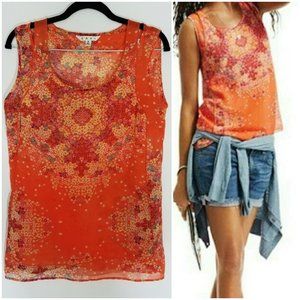 Cabi Floral Merrow Edge Sheer Top/Tank